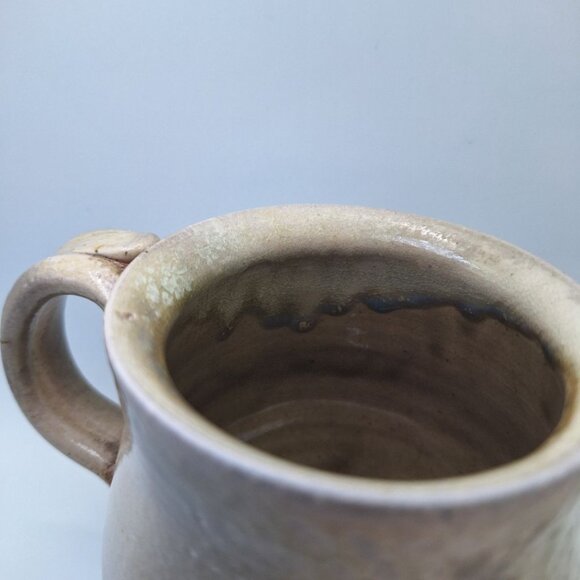 Clay Pottery Tea Coffee Mug Cup Art 4 Inch Brown Earth Handmade Folk Floral - Picture 6 of 8